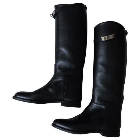 hermes black leather boots